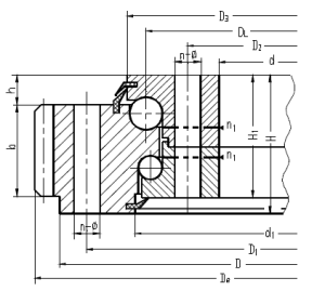 Double volley ball slewing bearing structure diagram